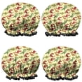 thumbnail image 1 of Shower Caps,Yellow Cartoon Dinosaurs Pattern Waterproof Shower Cap for Women 4 Pieces,Double Reusable Hair Cover for Shower PEVA Elastic Stretch Hem, 1 of 7