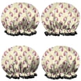 thumbnail image 1 of Shower Caps,Yellow Striped Cartoon Unicorn Head Pattern Waterproof Shower Cap for Women 4 Pieces,Double Reusable Hair Cover for Shower PEVA Elastic Stretch Hem, 1 of 7