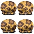 thumbnail image 1 of Shower Caps,Yellow and Black Of Leopard Print Waterproof Shower Cap for Women 4 Pieces,Double Reusable Hair Cover for Shower PEVA Elastic Stretch Hem, 1 of 7