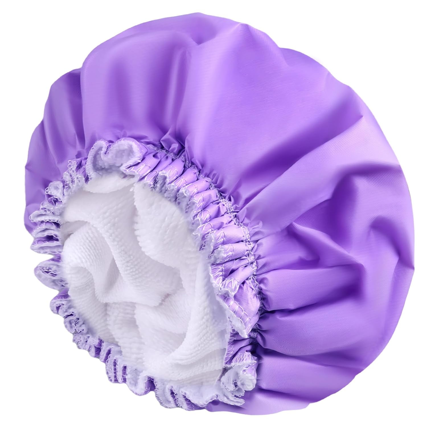 Shower Caps For Women Terry Cloth Lined Eva Exterior Elastic And