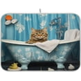 thumbnail image 1 of Bathroom Cat Dish Drying Mat for Kitchen Counter, Ultra Absorbent Reversible Microfiber Dishes Drying Rack Pad Heat-resistant Mats 16x18in Home Decor, 1 of 7