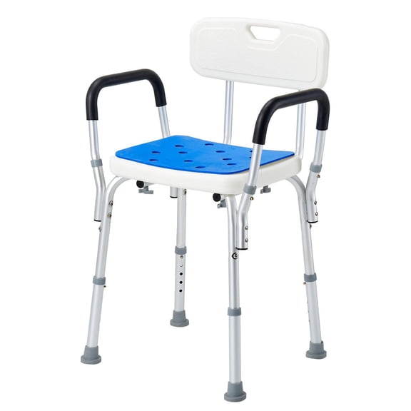 Shower Chair 400lbs, Adjustable Height, Back & Armrests, Non-Slip Bathroom Bench for Elderly & Disabled, Bathtub Seat for Safe Showering