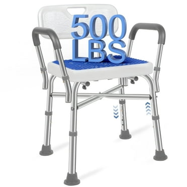 Shower Chair,Bath Seat for Inside Shower with Removable Back Padded Armrests,5 Height Adjustable 500 Lbs Heavy Duty Shower Seat for Elderly,Adults,Disabled
