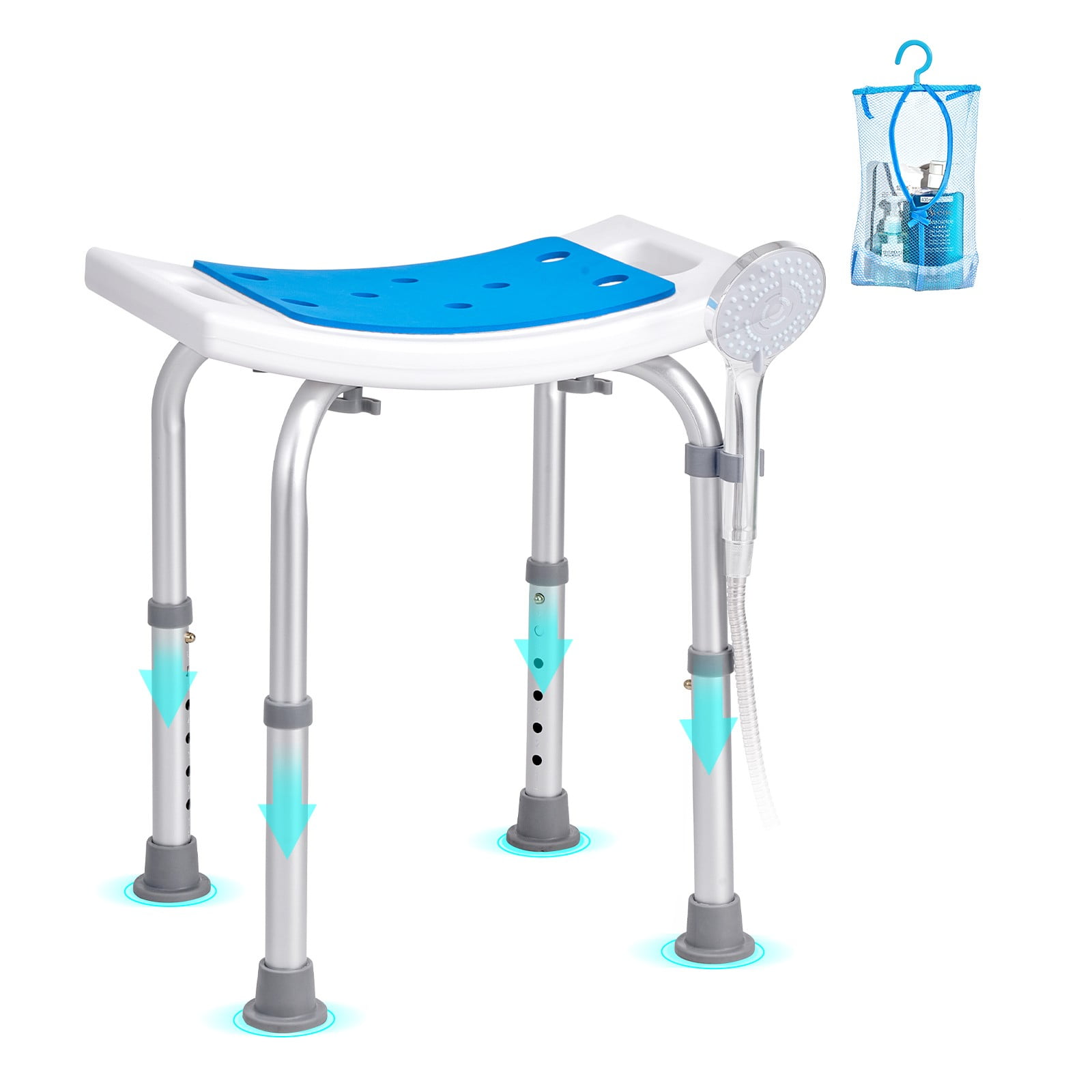 Shower Chair Bath Stool Seat Padded Height Adjustable Bathtub Shower ...
