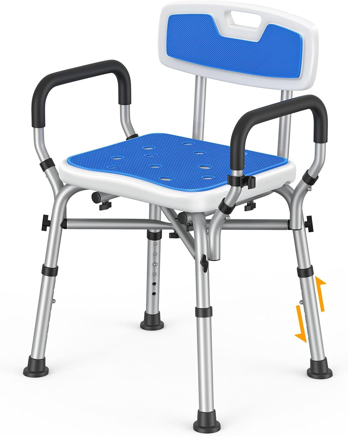 Shower Chair for Elderly and Disabled(600lb), 6 Height Adjustable
