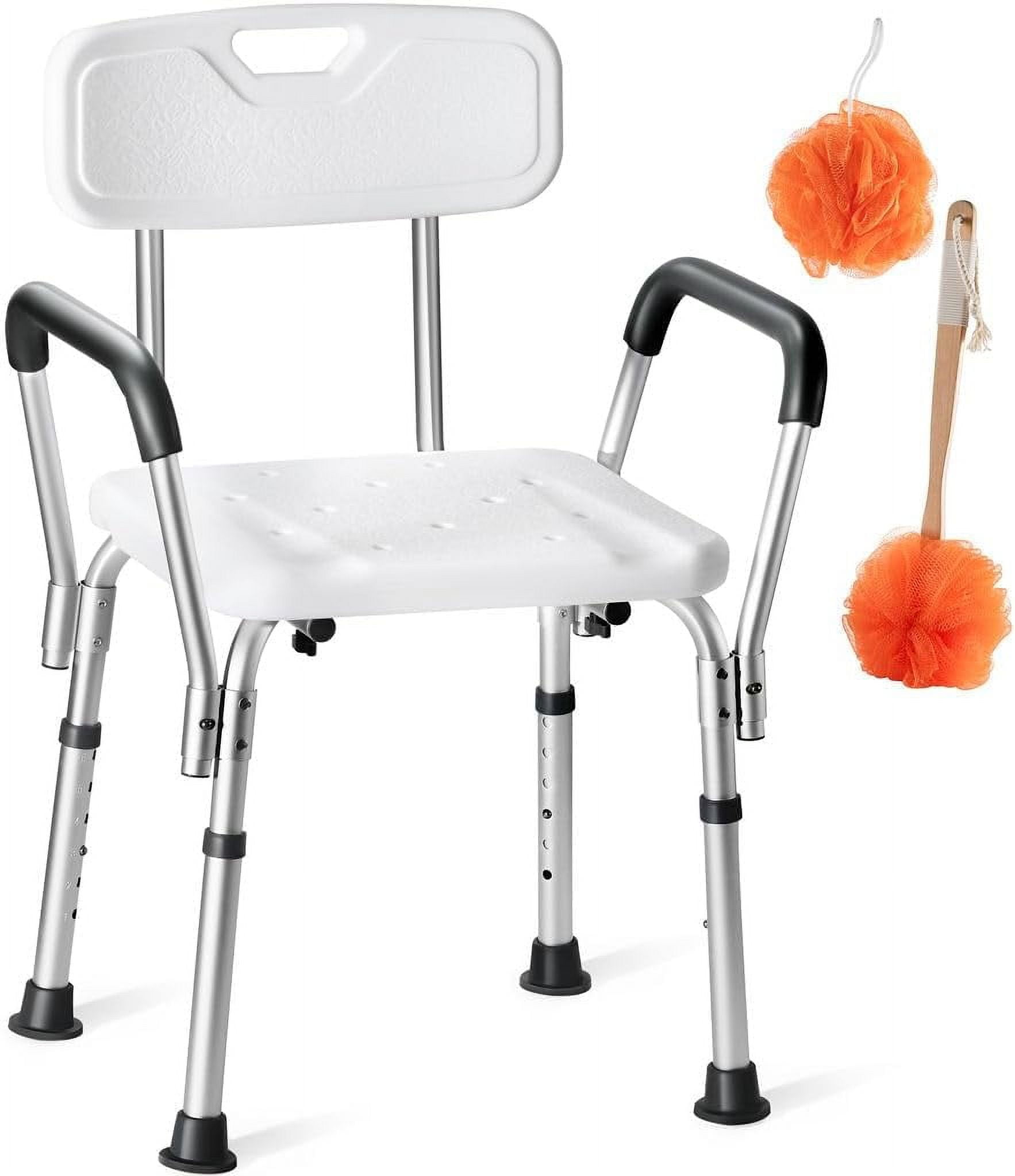 Shower Chair with Handles Set of 3 Includes Back Scrubber