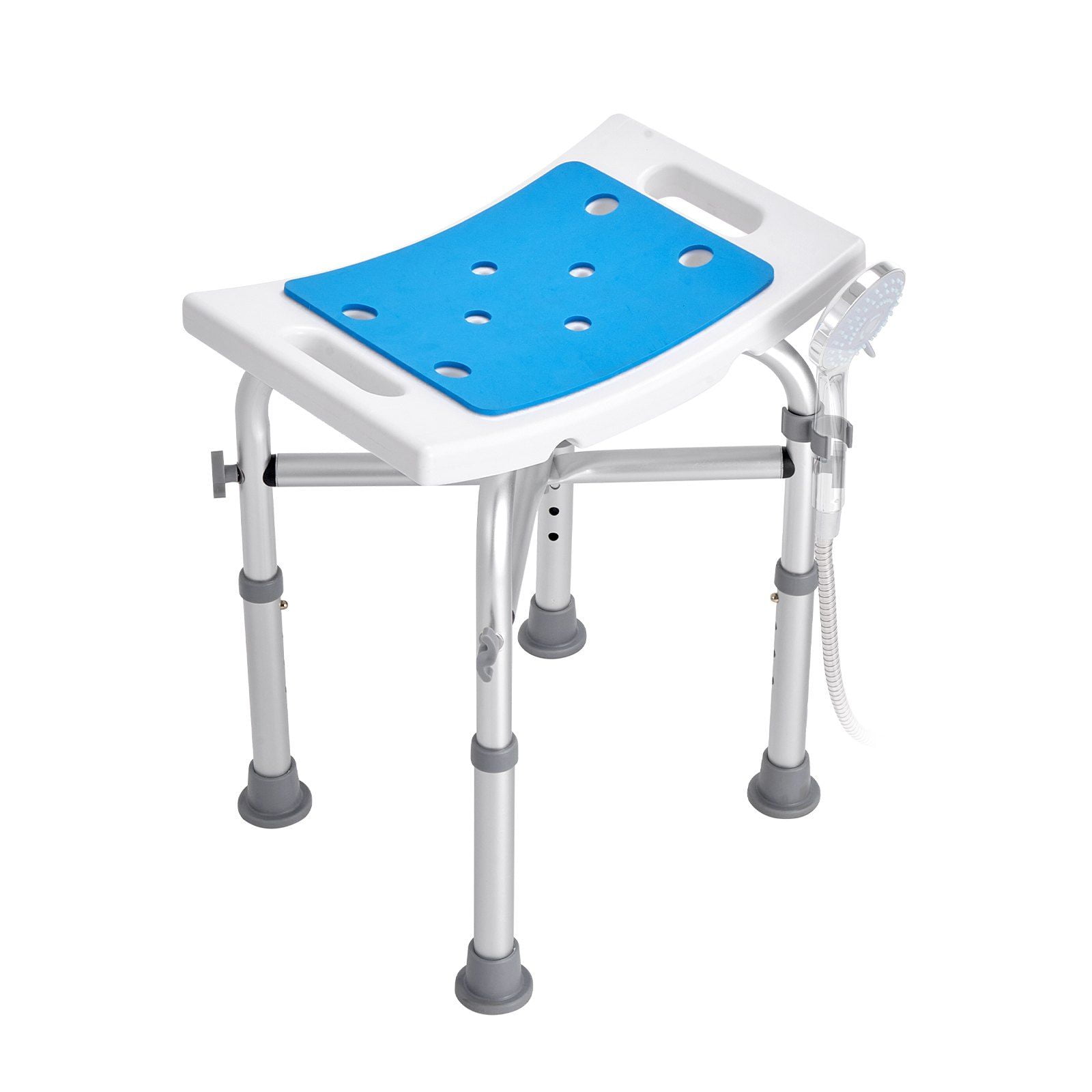 Adjustable Height Multicolor Plastic Shower Chair with Crossbar Support