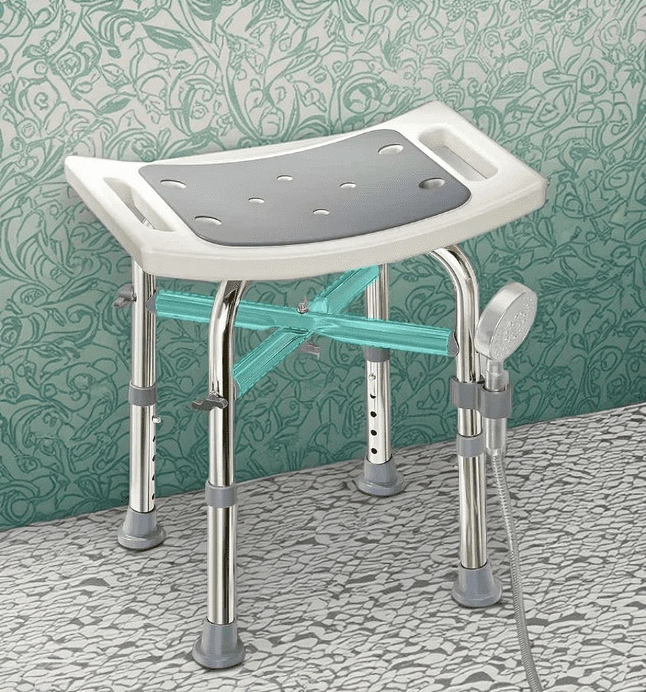 Bluelog Shower Chair,Bath Stool with Reinforced Crossbar, Adjustable Height for Elderly Disabled, Tool-Free Assembly, Rectangular