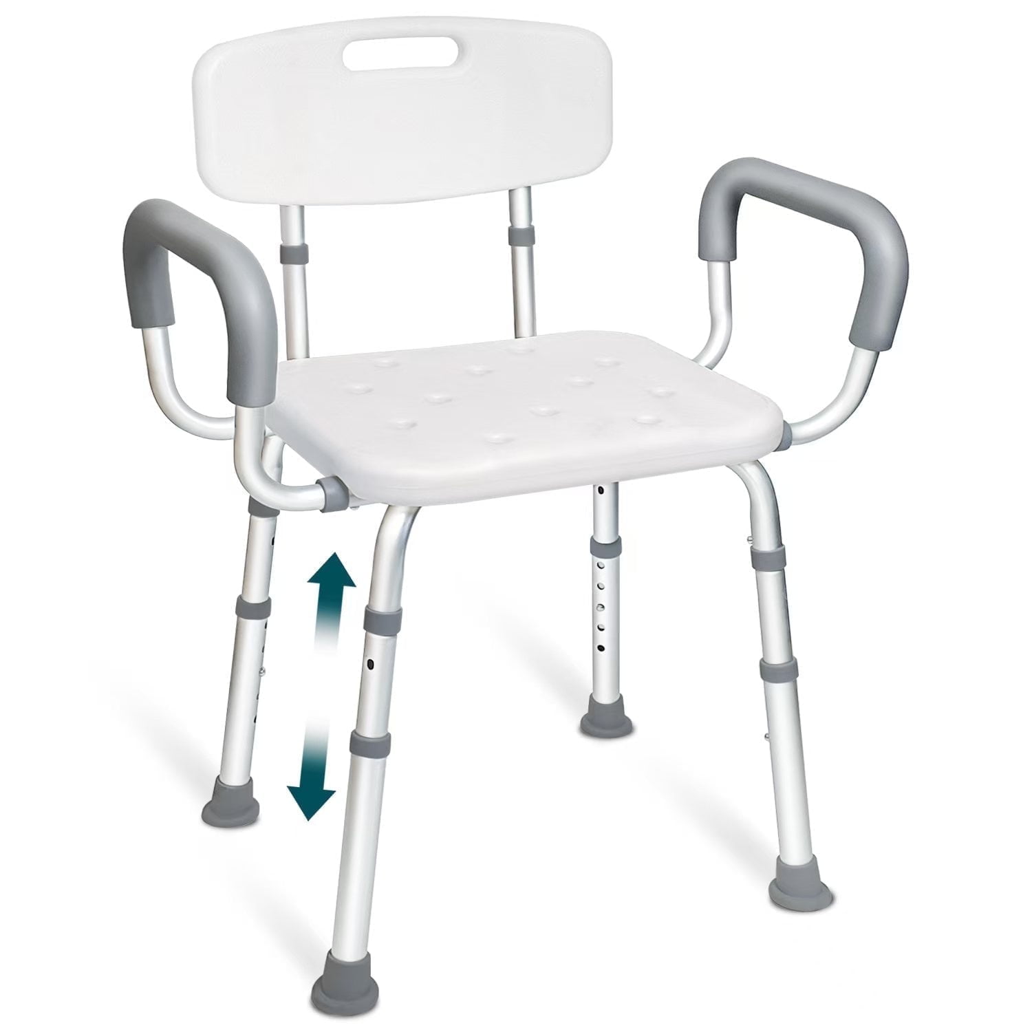 Agrish Shower Chair for Inside Shower with Removable Back, 400lbs Adjustable Shower Stool with Arms, Shower Seat for Inside Tub, Bench Bath Chair for Elderly and Disabled