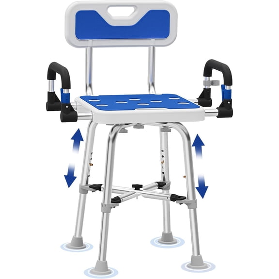 Shower Chair for Seniors Elderly Handicap Disabled Or Bariatric Adults, Heavy Duty 500 Lbs,Bench Seat for Inside Shower Stall and Bathroom Bath Tub with Arms and Back Adjustable Stool Chairs