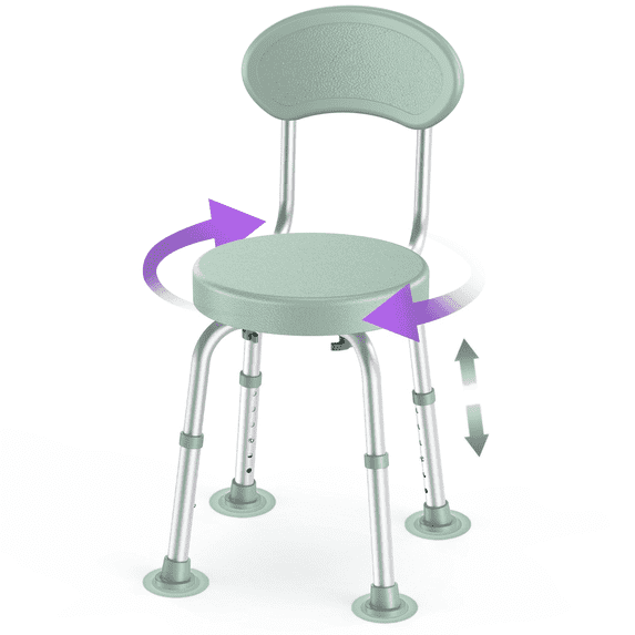 Kekoy Swivel Shower Chair, 360° Rotating Shower Seat with Backrest for Elderly and Disabled, Height Adjustable Tub Bench for Inside Shower Stool & Bath Tub Seat for Narrow Space