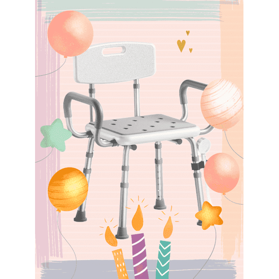 Bluelog Shower Chair, Height Adjustable Shower Seat with Thickened Frame for Elderly and Disabled, 300lbs Capacity