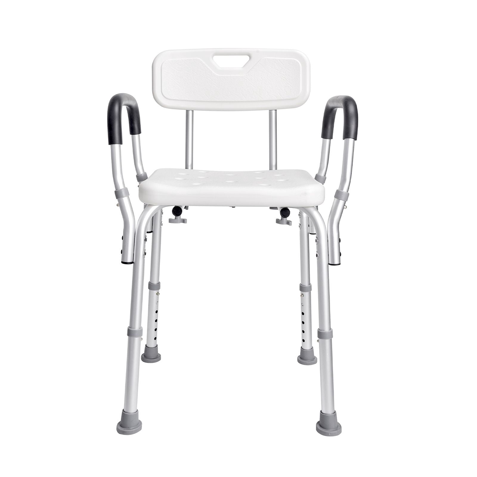 Shower Chair with Armrests & Backrest, 350 lbs Capacity, Adjustable Height 15.35-20.47", Non-Slip, for Seniors Disabled