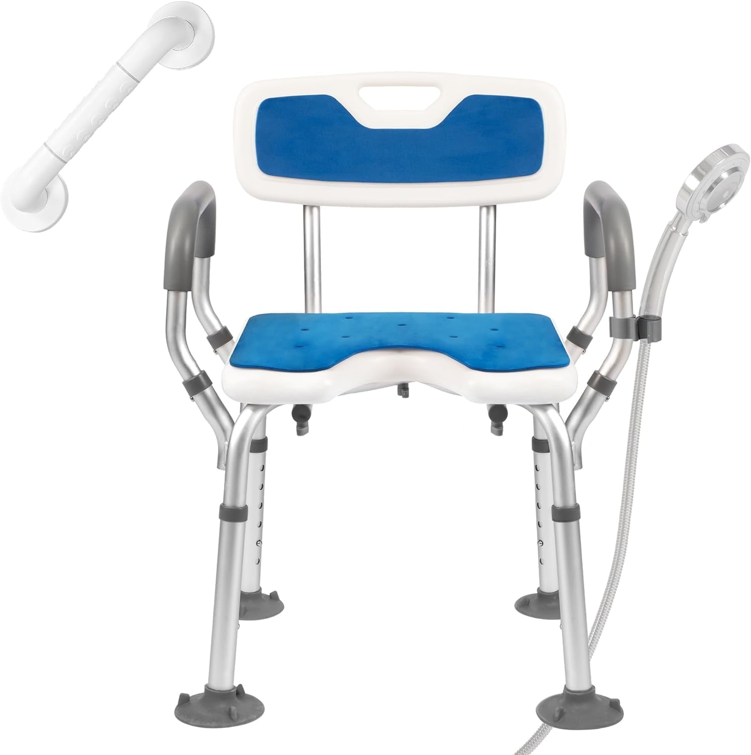 Shower Chair with Arms and Back, 330lbs Heavy Duty Bath Seat with Wall ...
