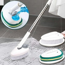 Shower Cleaner Brush, 2-in-1 Tub and Tile Scrubber with Long Handle, Floor Scrubber with Soap Dispenser for Stiff Bristles and Scrubber Sponge Perfect Bathroom, Deck, Floor