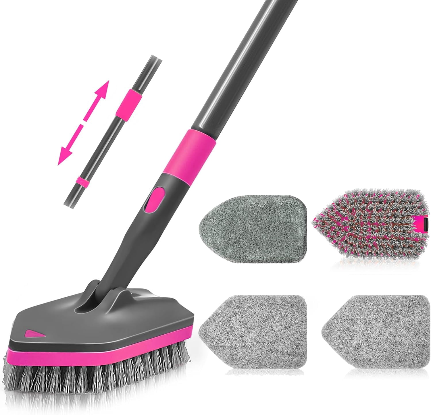 Shower Cleaner Brush, Tub Tile Scrubber with Telescopic Long Handle 60 ...