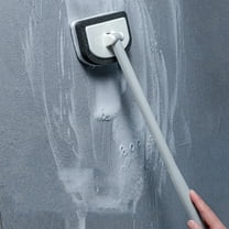 Shower Cleaning Brush 16 Inch | Bathtub & Wall Tile Scrubber | Rotating Adjustable Head | Detachable Replaceable Sponge | Multi-Surface Floor, Glass & Window Cleaner | Gray Plastic | 1 Pack