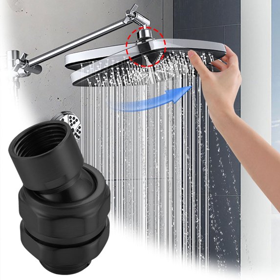 Shower Connector Ball Joint Shower Head Swivel Ball Adapter,Solid Brass Adjustable Shower Arm Connector, Universal Showering Component, Matte Black