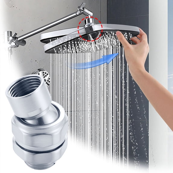 Shower Connector Ball Joint Solid Brass Swivel Adapter 23 Degree Adjustable Angle Fits Fixed Handheld Rain Shower Heads (Silver)