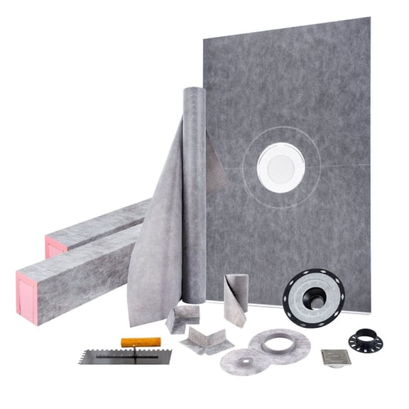 Shower Curb Kit 48x72", Watertight Shower Base Overlay with Stainless Steel Grate & Trowel, 2 Cuttable Curbs, Waterproof Membrane for Bathroom Remodel