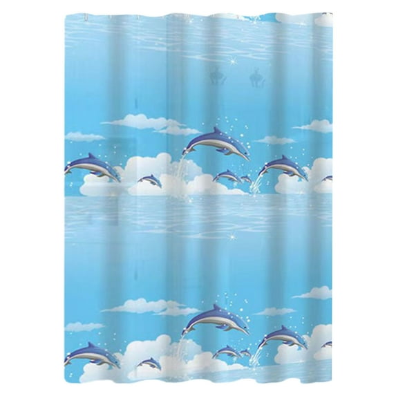 Shower Curtain,31.5X71In, Blue Marine Animals Shower Liner, Plastic Antimold & Thickened Window Hanging Curtain with 6 Hanging Rings(A)