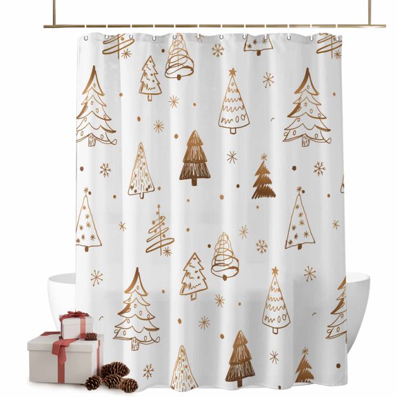 Shower Curtain 36"W x 72"L Simple Christmas Tree Pattern Fabric Shower Curtains Set with Hooks Water Repellent Bathroom Curtains Machine Washable Bathroom Accessories