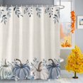 thumbnail image 1 of Shower Curtain 36"W x 72"L Thanksgiving Blue Watercolor Pumpkin Leaves Fabric Shower Curtains Set with Hooks Water Repellent Bathroom Curtains Machine Washable Bathroom Accessories, 1 of 1
