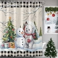 thumbnail image 1 of Shower Curtain 36"W x 72"L Winter Christmas Snowman Bear Xmas Tree Fabric Shower Curtains Set with Hooks Water Repellent Bathroom Curtains Machine Washable Bathroom Accessories, 1 of 9