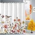 thumbnail image 1 of Shower Curtain 36"W x 78"L Fall Rustic Flowers Leaves Bird Fabric Shower Curtains Set with Hooks Water Repellent Bathroom Curtains Machine Washable Bathroom Accessories, 1 of 6