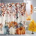 thumbnail image 1 of Shower Curtain 36"W x 78"L Fall Thanksgiving Pumpkins Rustic Burlap Texture Fabric Shower Curtains Set with Hooks Water Repellent Bathroom Curtains Machine Washable Bathroom Accessories, 1 of 6