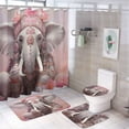 thumbnail image 1 of Shower Curtain 4 Piece Set Cute Boho Elephant Bathroom Shower Curtain Set with Rugs Watercolor Animal Flower Farmhouse Bathroom Shower Set for Bathtub Decor 72inch X 72inch, 1 of 8