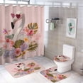 thumbnail image 1 of Shower Curtain 4 Piece Set with Non-Slip Rugs Toilet Lid Cover And Bath Mat Flamingo And Tropical Flowers Waterproof Personality Pattern Bath Curtain Spring Summer Holiday for Bathtub Decor, 1 of 8