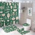 thumbnail image 1 of Shower Curtain 4 Piece Set with Rugs Include Waterproof Shower Curtain Non-Slip Rug Toilet Lid Cover Bath Mat Bakery Cooking Utensils Waterproof Shower Curtain Baking Mixer for Bathtub Decor, 1 of 8