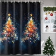 thumbnail image 1 of Shower Curtain 48"W x 72"L Winter Abstract Orange Christmas Tree Stars Snowflake Fabric Shower Curtains Set with Hooks Water Repellent Bathroom Curtains Machine Washable Bathroom Accessories, 1 of 9