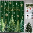 thumbnail image 1 of Shower Curtain 48"W x 72"L Winter Christmas Tree Snowflake Green Fabric Shower Curtains Set with Hooks Water Repellent Bathroom Curtains Machine Washable Bathroom Accessories, 1 of 9