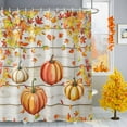 thumbnail image 1 of Shower Curtain 54"W x 78"L Fall Thanksgiving Orange Pumpkins Wood Grain Fabric Shower Curtains Set with Hooks Water Repellent Bathroom Curtains Machine Washable Bathroom Accessories, 1 of 6