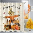 thumbnail image 1 of Shower Curtain 54"W x 78"L Happy Fall Y'all Scarecrows Pumpkins Fabric Shower Curtains Set with Hooks Water Repellent Bathroom Curtains Machine Washable Bathroom Accessories, 1 of 6
