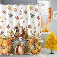 thumbnail image 1 of Shower Curtain 60"W x 72"L Autumn Thanksgiving Gnome Pumpkins Leaves Fabric Shower Curtains Set with Hooks Water Repellent Bathroom Curtains Machine Washable Bathroom Accessories, 1 of 6