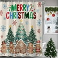 thumbnail image 1 of Shower Curtain 60"W x 72"L Christmas Trees Gingerbread Man Snowflake Linen Fabric Shower Curtains Set with Hooks Water Repellent Bathroom Curtains Machine Washable Bathroom Accessories, 1 of 9