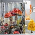 thumbnail image 1 of Shower Curtain 60"W x 72"L Fall Wood Mushrooms Retro Oil Painting Fabric Shower Curtains Set with Hooks Water Repellent Bathroom Curtains Machine Washable Bathroom Accessories, 1 of 6