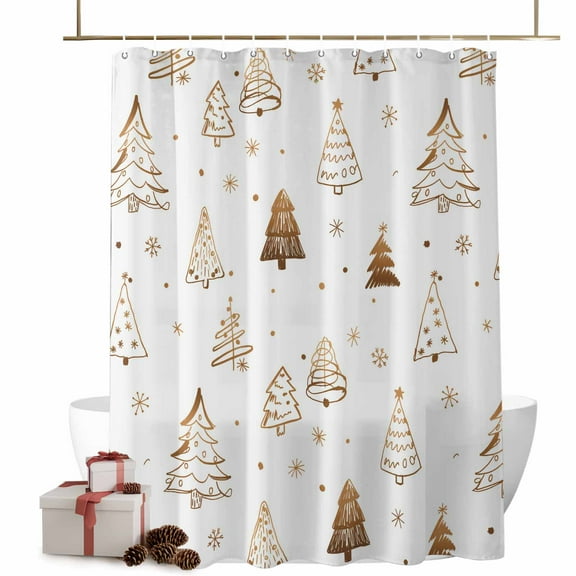 Shower Curtain 60"W x 72"L Simple Christmas Tree Pattern Fabric Shower Curtains Set with Hooks Water Repellent Bathroom Curtains Machine Washable Bathroom Accessories