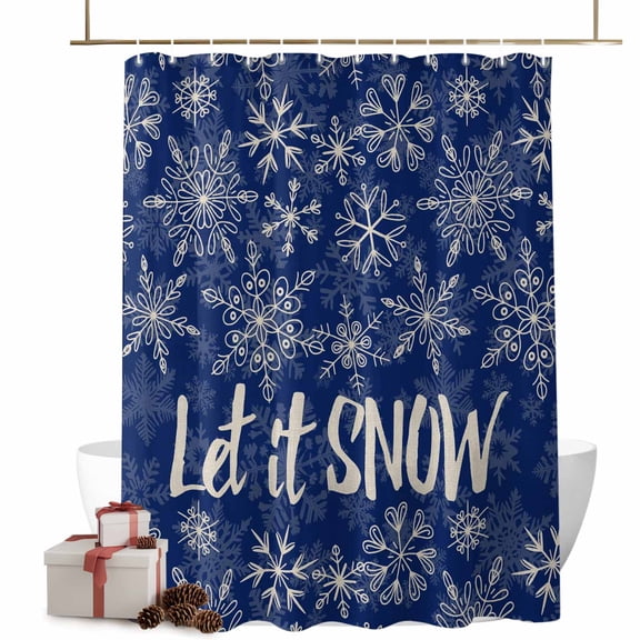 Shower Curtain 60"W x 72"L Snowflakes Pattern Blue Texture Fabric Shower Curtains Set with Hooks Water Repellent Bathroom Curtains Machine Washable Bathroom Accessories