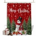 thumbnail image 1 of Shower Curtain 60"W x 72"L Snowman Christmas Tree Red Texture Fabric Shower Curtains Set with Hooks Water Repellent Bathroom Curtains Machine Washable Bathroom Accessories, 1 of 7