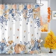 thumbnail image 1 of Shower Curtain 60"W x 72"L Thanksgiving Pumpkins Fall Flowers Fabric Shower Curtains Set with Hooks Water Repellent Bathroom Curtains Machine Washable Bathroom Accessories, 1 of 6