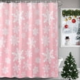 thumbnail image 1 of Shower Curtain 60"W x 72"L Winter Christmas Snowflakes Pink Texture Fabric Shower Curtains Set with Hooks Water Repellent Bathroom Curtains Machine Washable Bathroom Accessories, 1 of 9