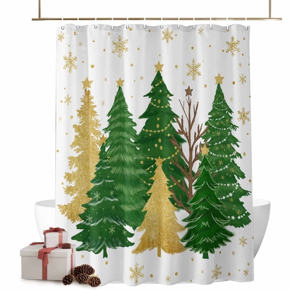 Shower Curtain 60"W x 72"L Winter Green Fabric Shower Curtains Set with Hooks Water Repellent Bathroom Curtains Machine Washable Bathroom Accessories