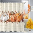thumbnail image 1 of Shower Curtain 66"W x 72"L Thanksgiving Pumpkin Autumn Leaves Fabric Shower Curtains Set with Hooks Water Repellent Bathroom Curtains Machine Washable Bathroom Accessories, 1 of 6