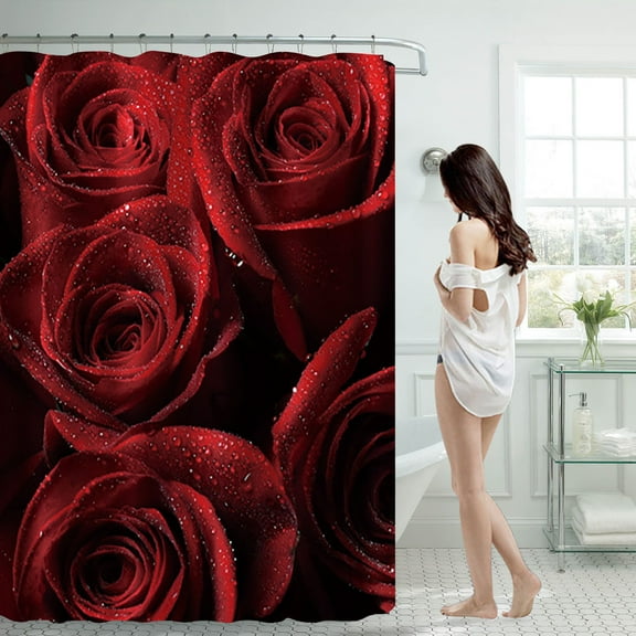 Shower Curtain 70x70 Inch With 12 Plastic Hooks Waterproof Shower Curtain Bathroom Heavy Side Shower Curtain Machine Washable Quick Dry/ Shower Curtain (180×180Cm)