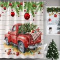 thumbnail image 1 of Shower Curtain 72"W x 72"L Red Truck Christmas Tree Christmas Ball Fabric Shower Curtains Set with Hooks Water Repellent Bathroom Curtains Machine Washable Bathroom Accessories, 1 of 9