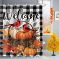 thumbnail image 1 of Shower Curtain 72"W x 72"L Thanksgiving Pumpkins Maple Leaves Black Plaid Fabric Shower Curtains Set with Hooks Water Repellent Bathroom Curtains Machine Washable Bathroom Accessories, 1 of 6